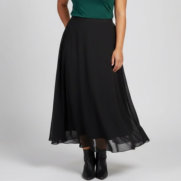 Sarah Jane Dresses & Skirts - Sarah Jane Flowy Basic Black Maxi Skirt Women’s Plus Size 1X‎ XL